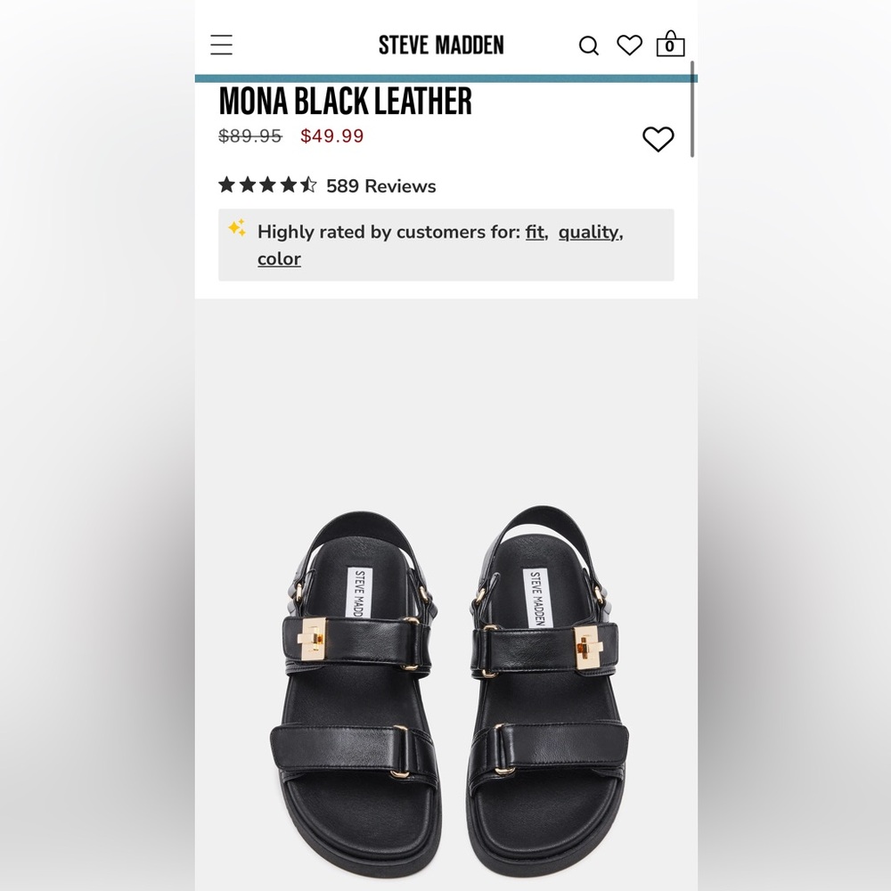 Steve Madden WOMENS Black Leather Sandals